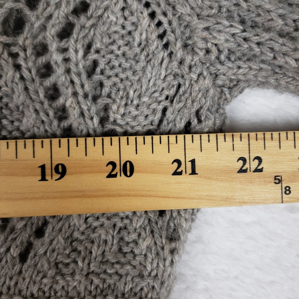 Apt 9 Womens XL Gray Hooded Pointelle Knit Button Cardigan Sweater Scalloped Hem - Picture 9 of 11